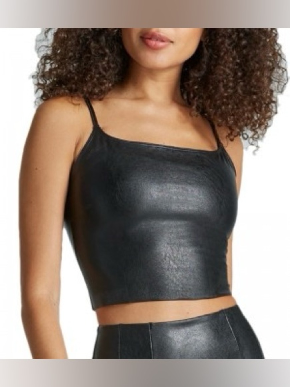 Commando Black Faux Leather Crop Cami PR23-3